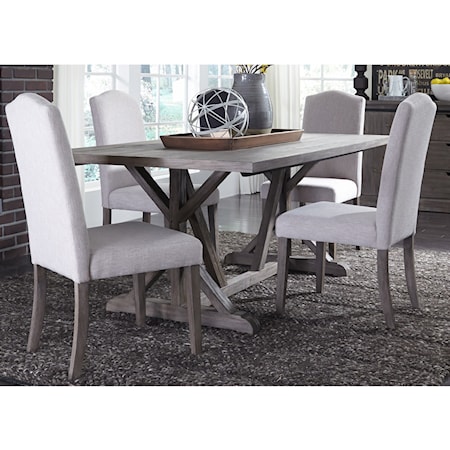 5 Piece Trestle Table Set 