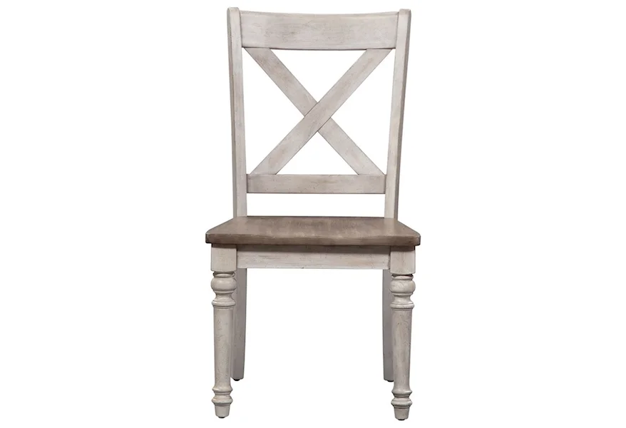 Cottage Lane X Back Wood Seat Side Chair (RTA) by Liberty Furniture at VanDrie Home Furnishings