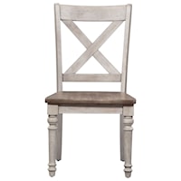 Two-Tone X Back Wood Seat Side Chair (RTA) with Turned Legs