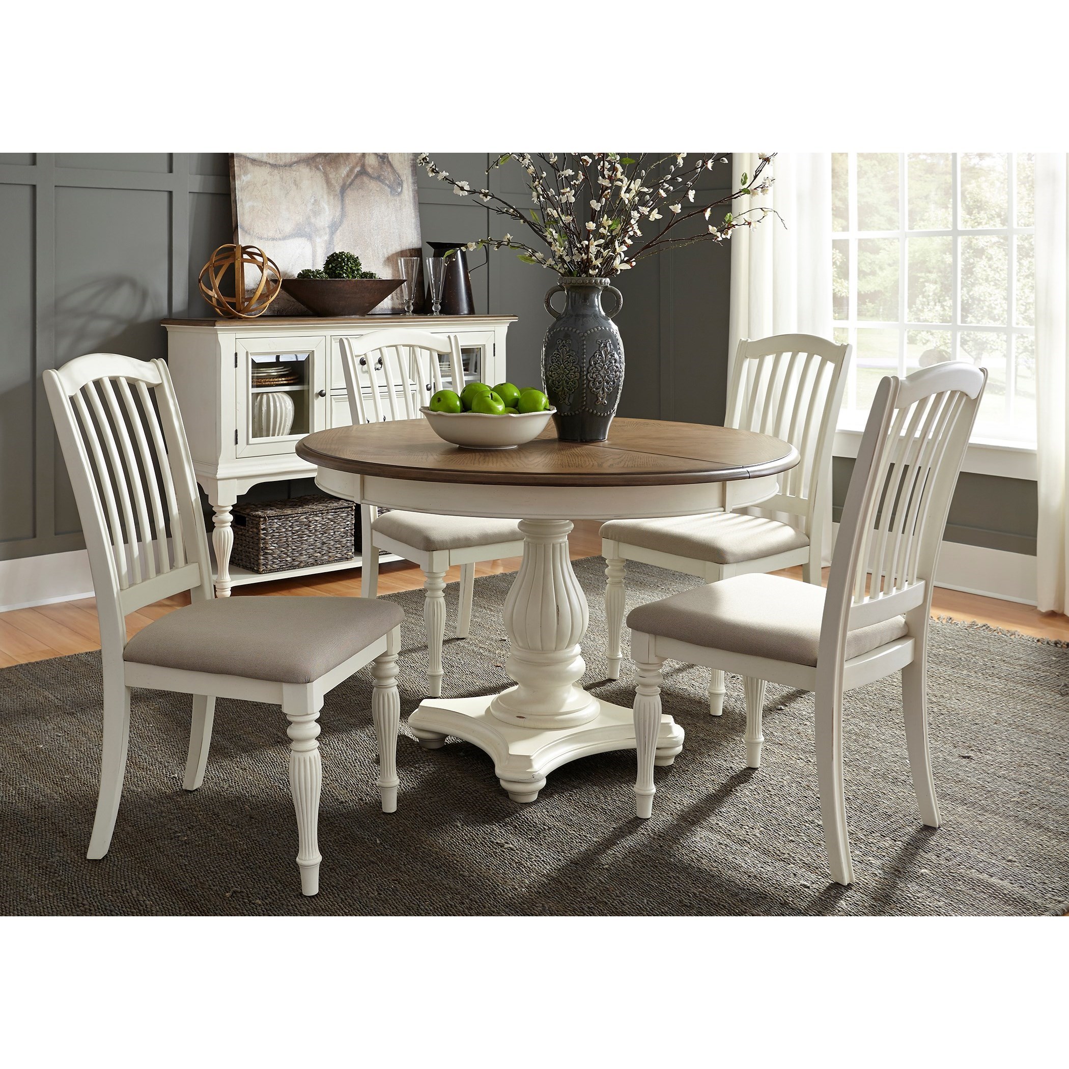 5 Piece Pedestal Table Set 