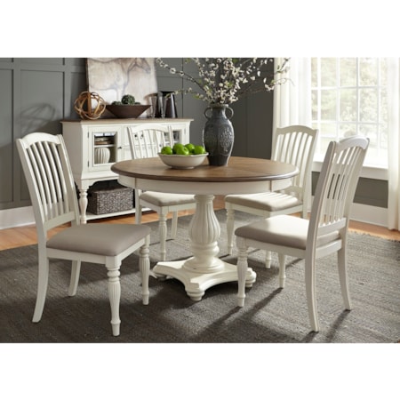 5 Piece Pedestal Table Set