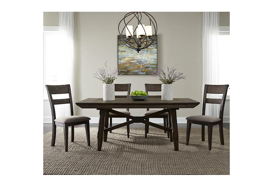 Double Bridge 5 Piece Trestle Table Set  by Liberty Furniture at Reeds Furniture