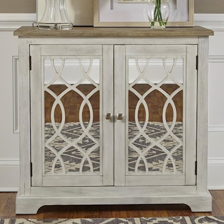 Relaxed Vintage 2 Door Mirrored Accent Cabinet with Adjustable Interior Shelf