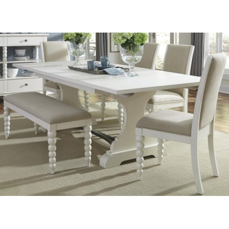 Trestle Table and Side Chair and Bench Set