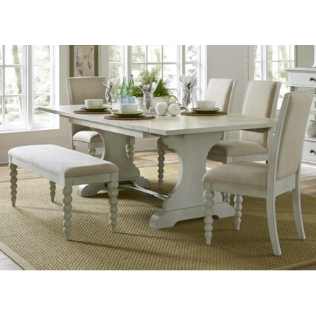 Trestle Table and Side Chair and Bench Set