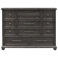 Relaxed Vintage 11 Drawer Dresser with Felt Lined Top Drawers