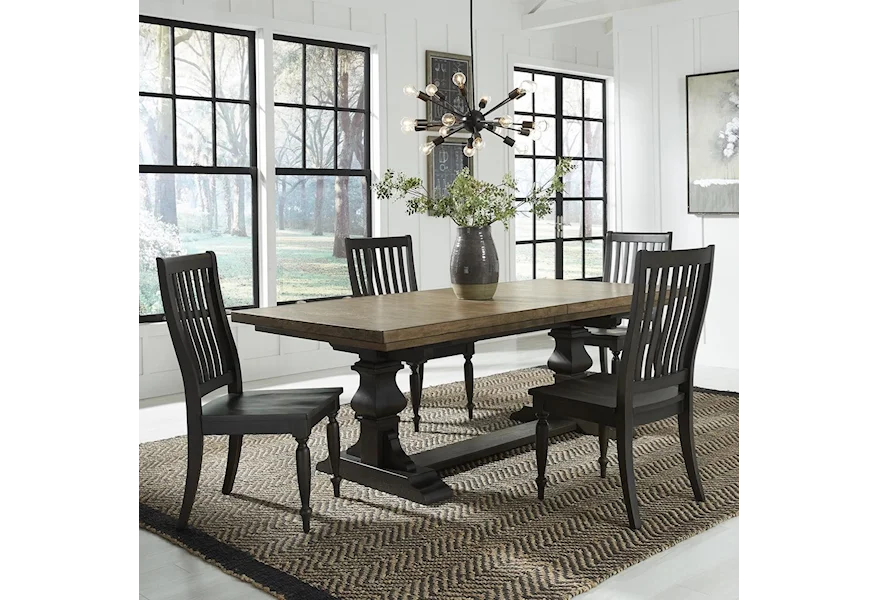 Harvest Home 5-Piece Trestle Table Set by Liberty Furniture at VanDrie Home Furnishings