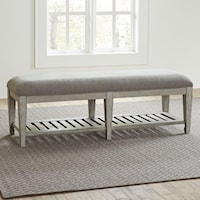 Transitional Upholstered Bed Bench with Shelf