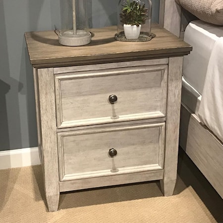2 Drawer Nightstand with Charging Station