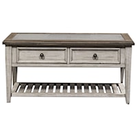 Transitional Rectangular Ceiling Tile Cocktail Table