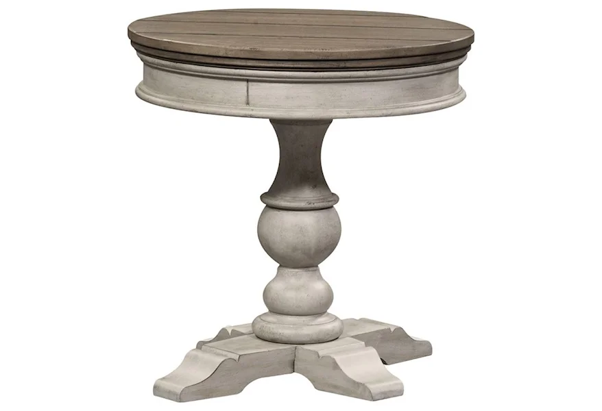Heartland Round Pedestal Chairside Table by Liberty Furniture at VanDrie Home Furnishings