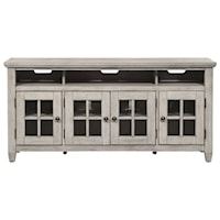 Transitional Entertainment TV Stand with Glass Doors