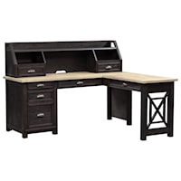 Transitional L Shaped Desk with Hutch