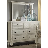 Transitional 7 Drawer Chesser and Mirror