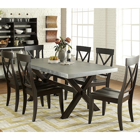 7 Piece Trestle Table Set 