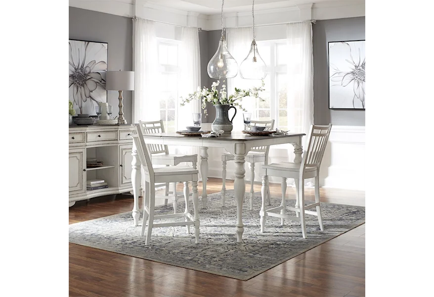 Magnolia Manor 5-Piece Counter Height Table and Chair Set by Liberty Furniture at Dream Home Interiors