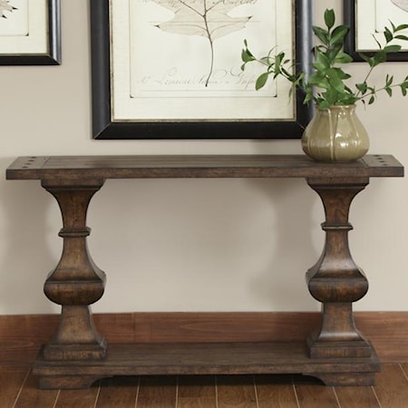 Rectangular Sofa Table with Bottom Shelf and Turned Legs