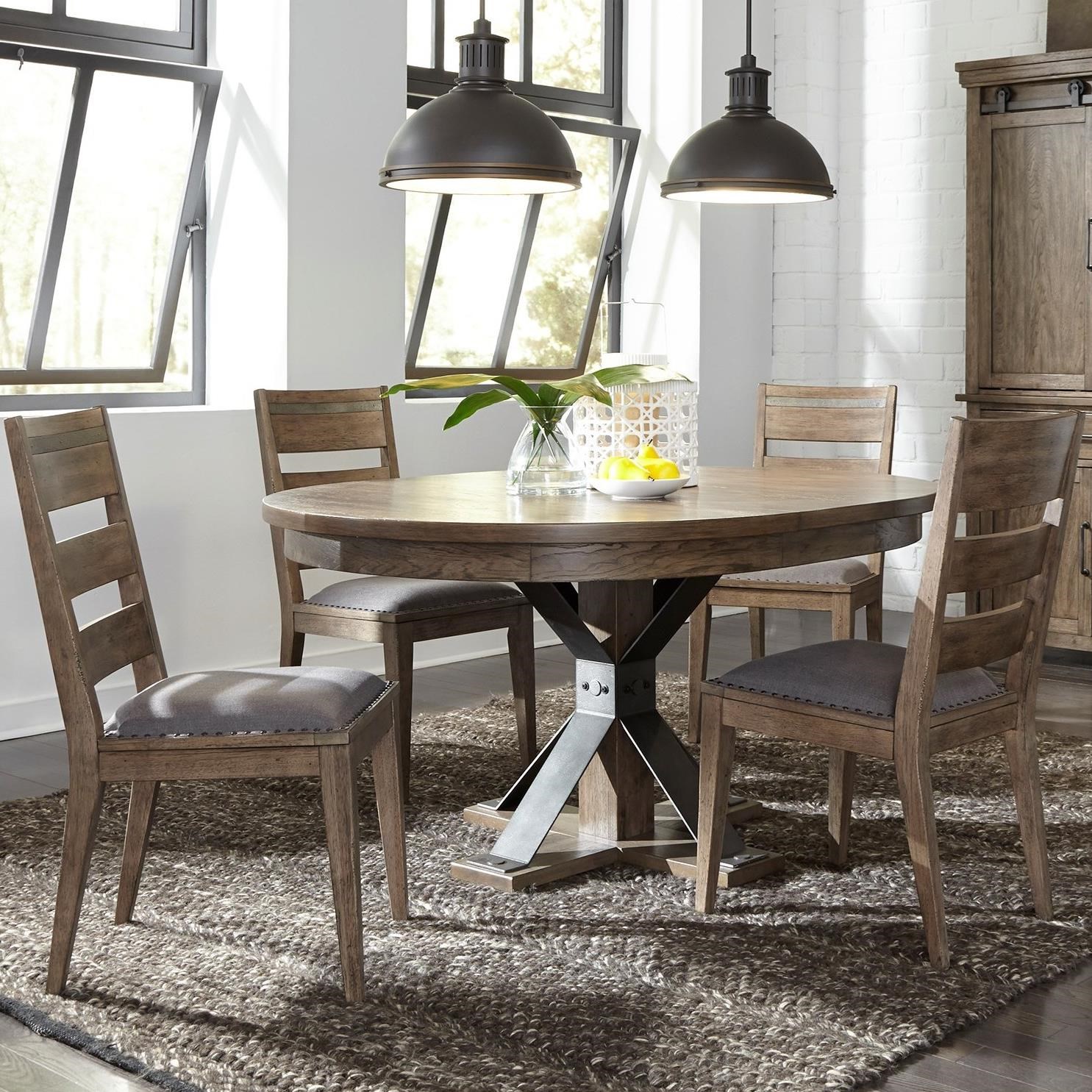 5 Piece Pedestal Table and Chair Set 