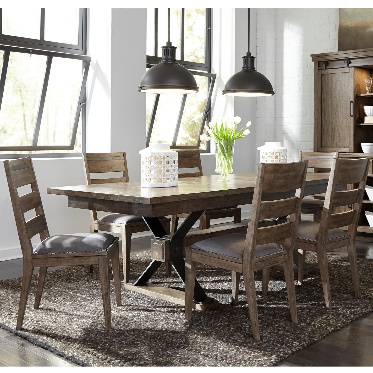 7 Piece Trestle Table and Chair Set 