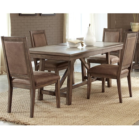 5 Pc Trestle Table Set