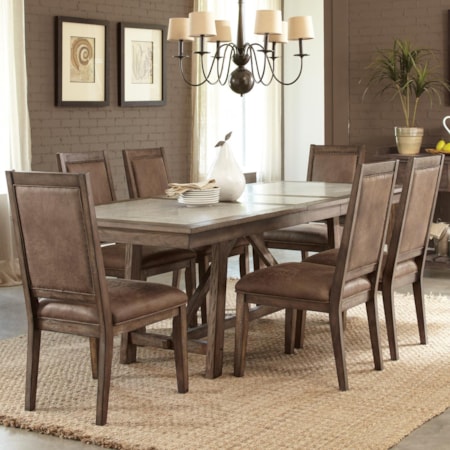 7 Pc Trestle Table Set