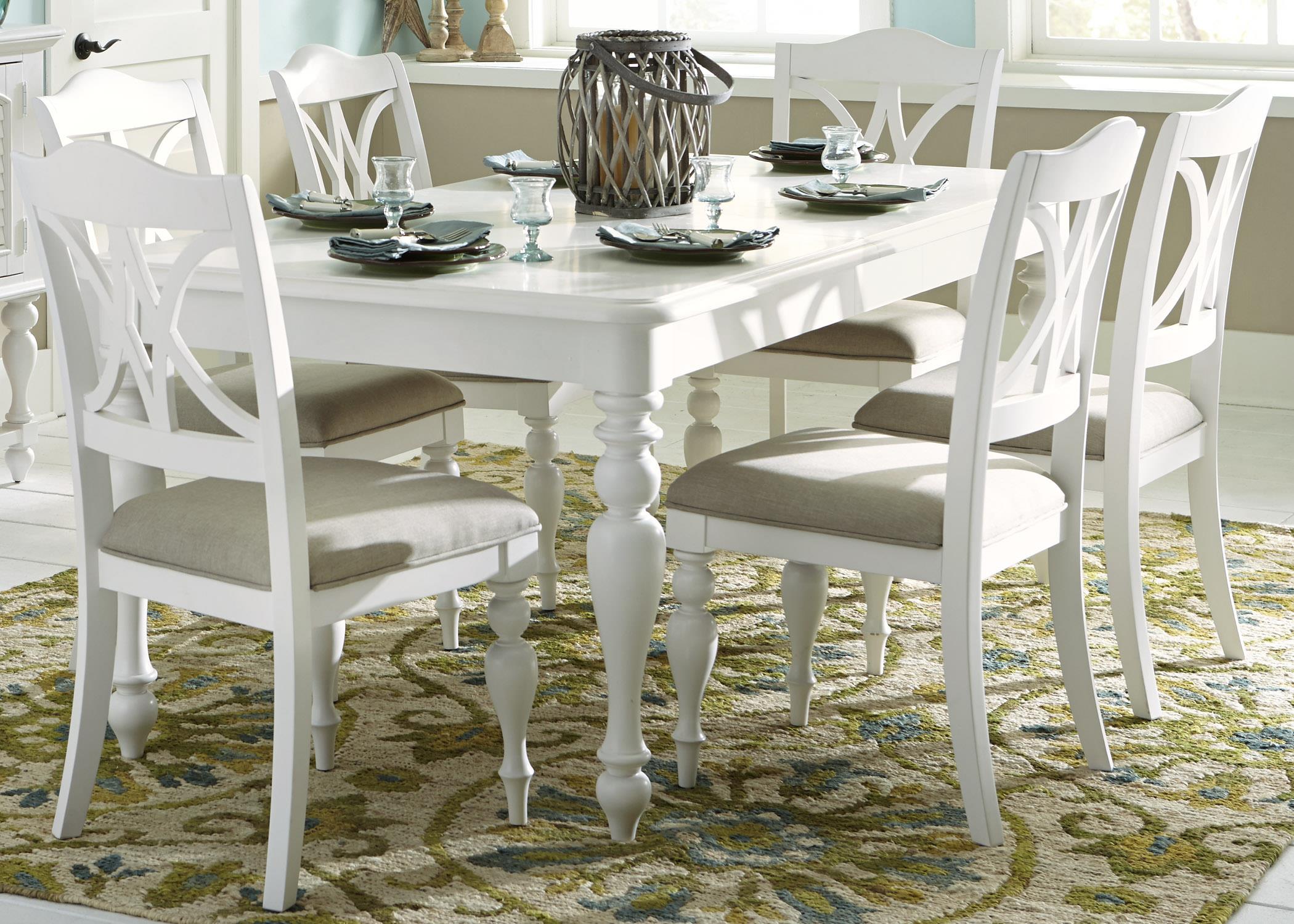 7 Piece Rectangular Table Set with Turned Legs