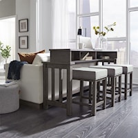 Console Bar Table and Three Backless Padded Barstools