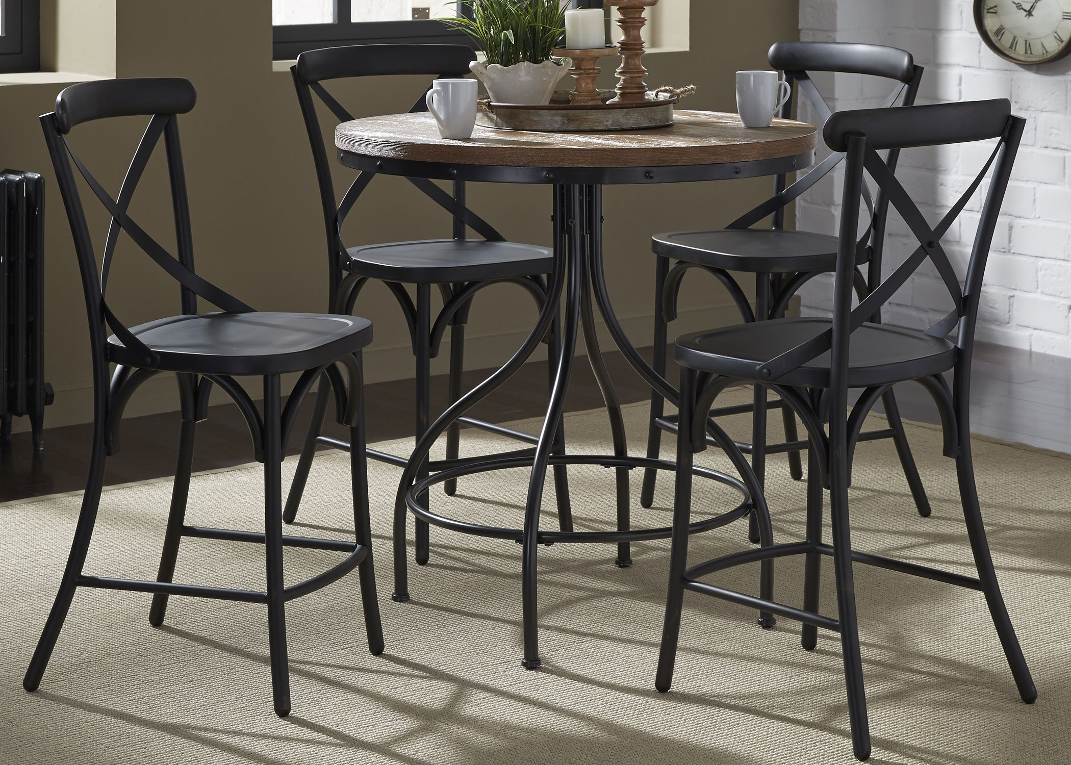 5-Piece Gathering Table and X-Back Counter Chair Set