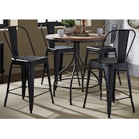 5-Piece Gathering Table and Bow Back Counter Chair Set