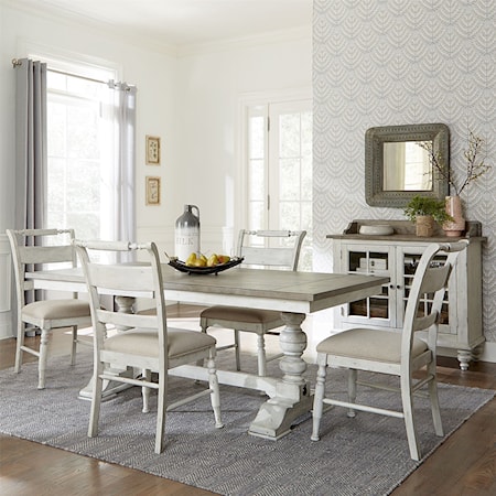 5 Piece Trestle Table Set 