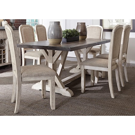 7-Piece Trestle Table Set 