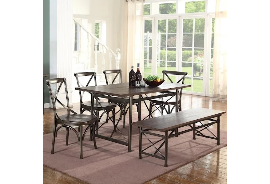 1663D Table and Chair Set with Bench by Lifestyle at Household Furniture