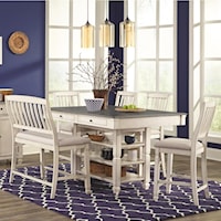 Cottage Style 6-Piece Pub Table Set with Bench
