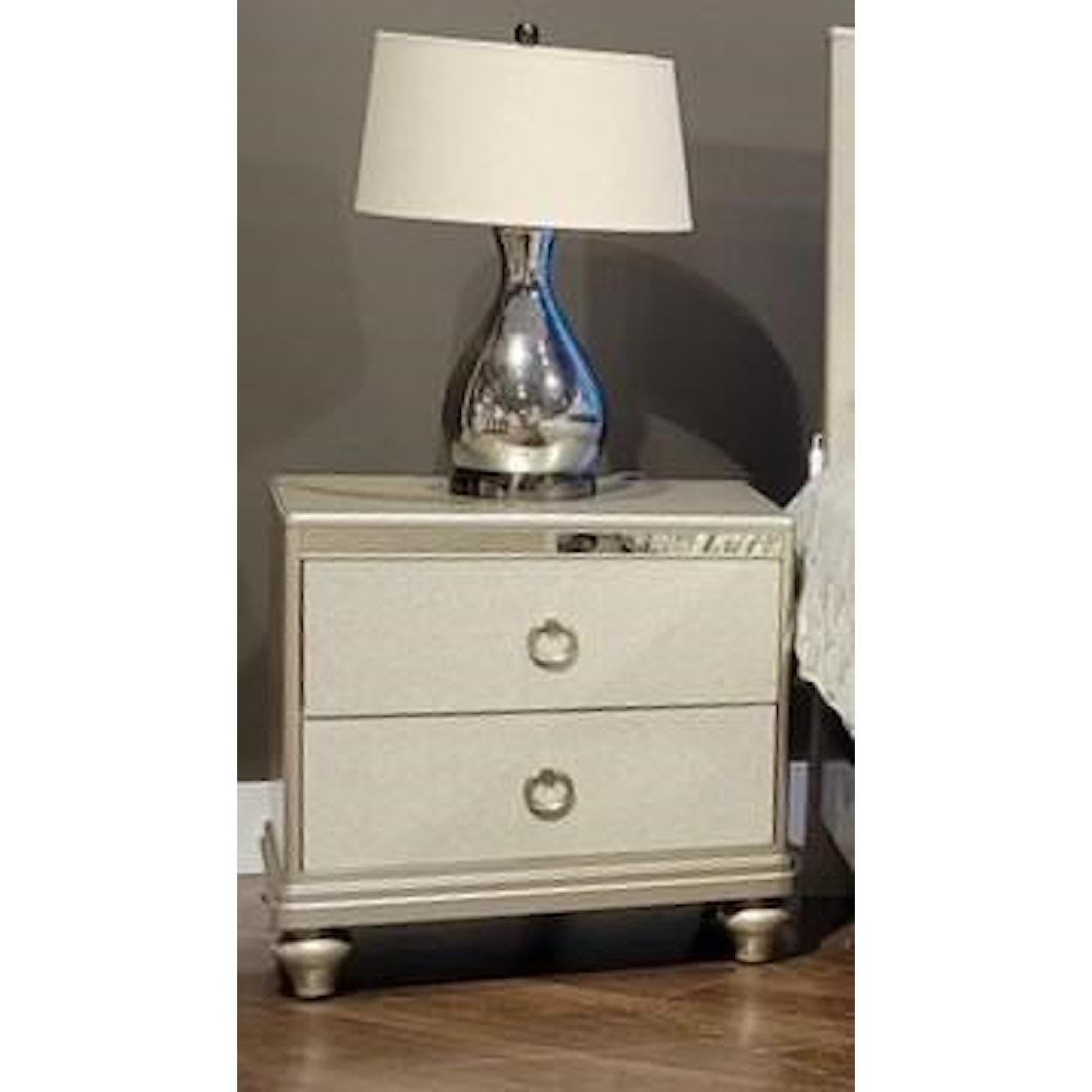 Lifestyle 4188Y SILVER TWO DRAWER NIGHSTAND