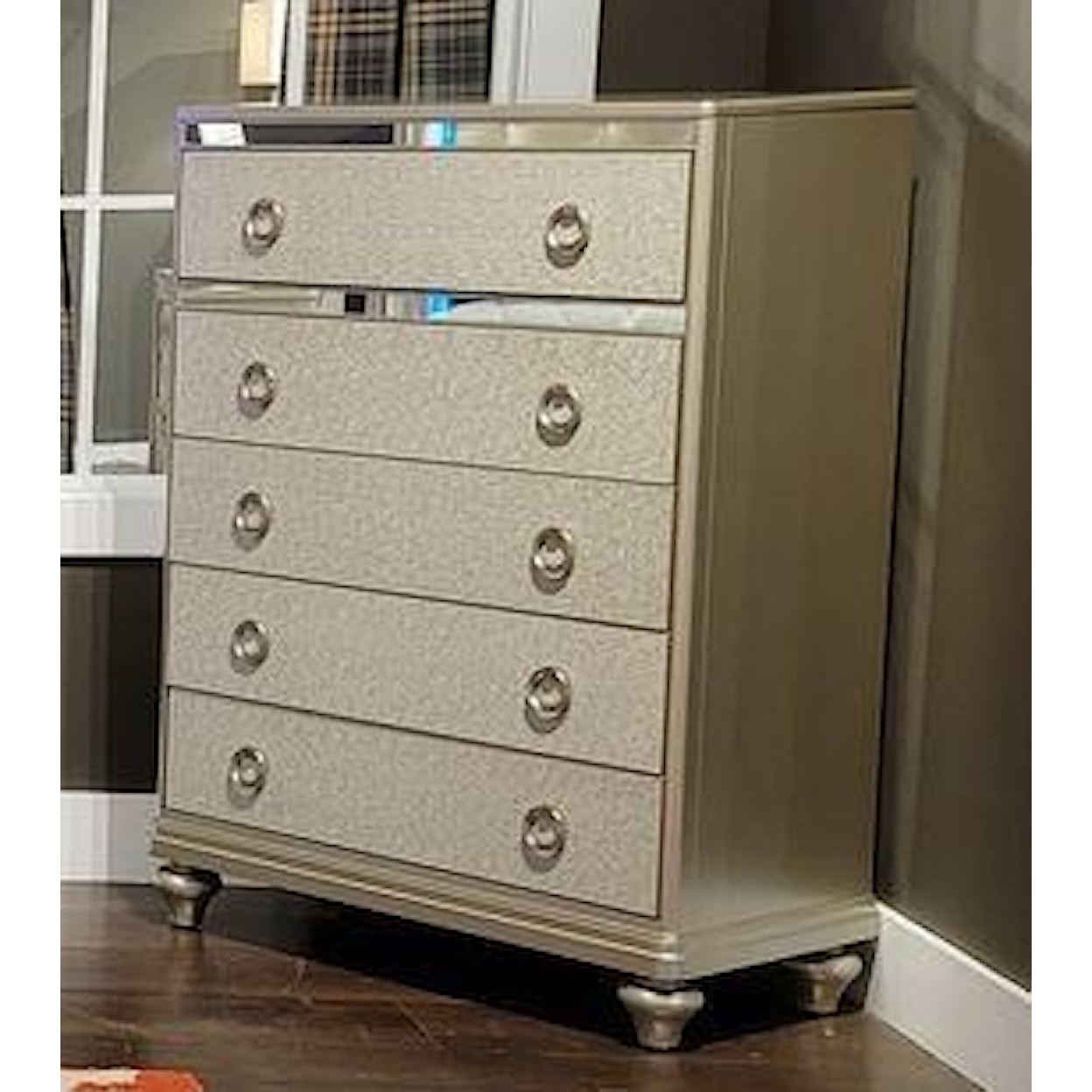 Lifestyle 4188Y SILVER 5 DRAWER CHEST