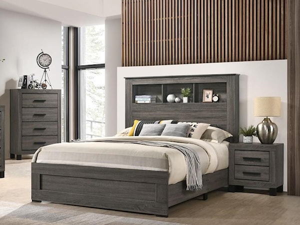 5 Piece Full Bookcase Bedroom Group