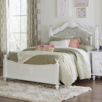 White Twin Bed with Upholstered Headboard