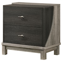 Contemporary 2-Drawer Nightstand in Charcoal/Light Grey