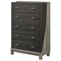 Contemporary 5-Drawer Chest in Charcoal/Light Grey