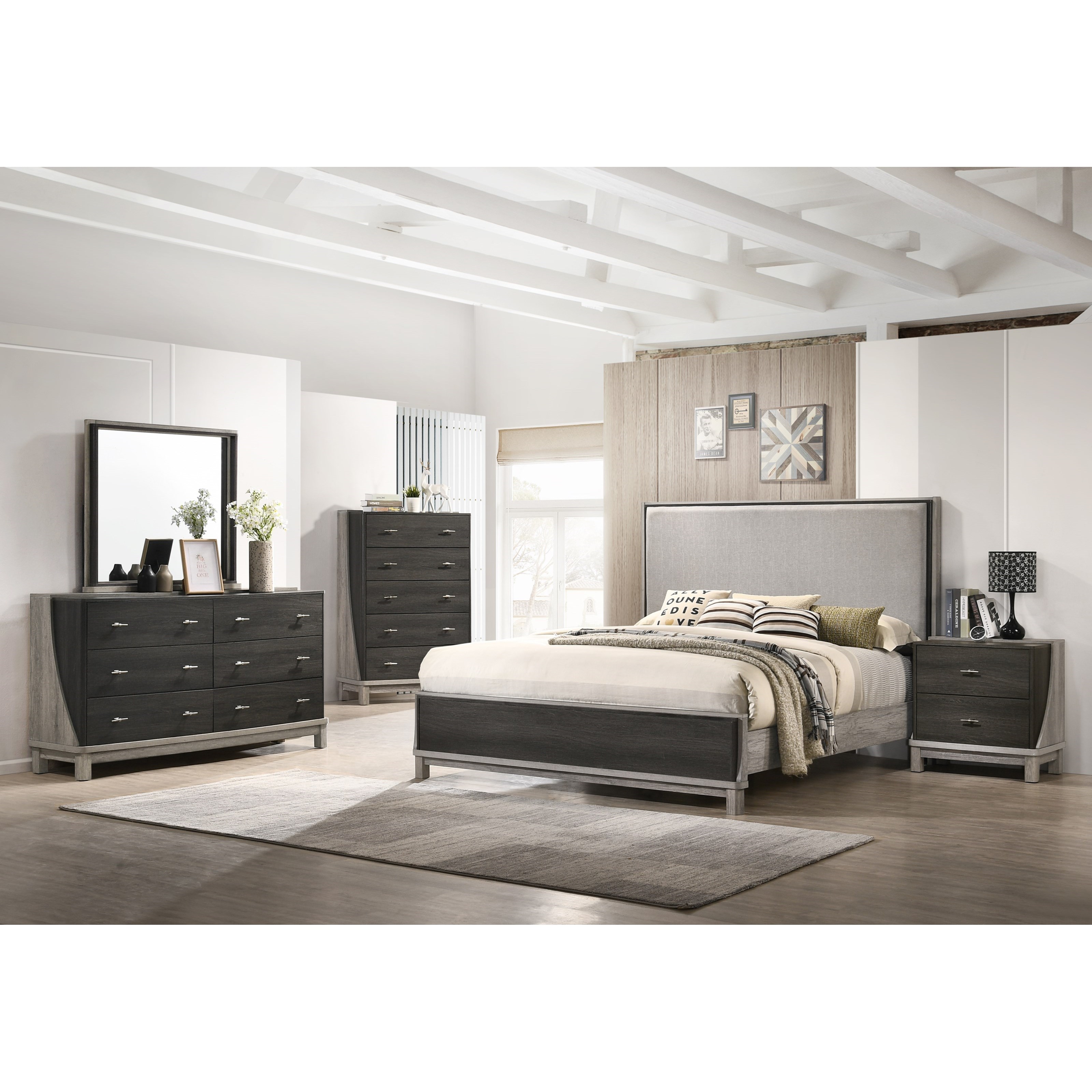 Lifestyle Kyleen Contemporary 6Drawer Dresser in Charcoal/Light Grey