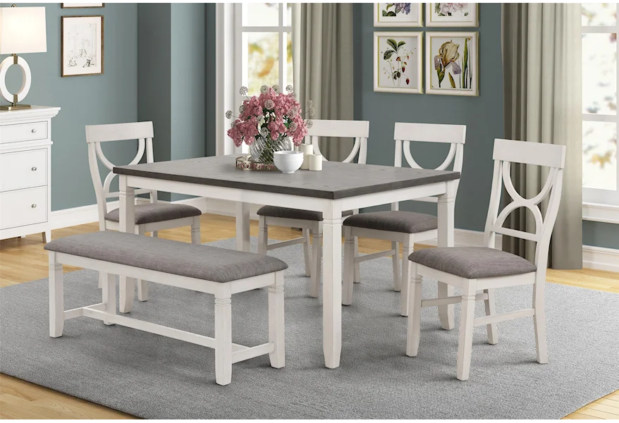 8615 Dining Table, 4 Side Chairs and Bench by Lifestyle at Sam's Furniture Outlet