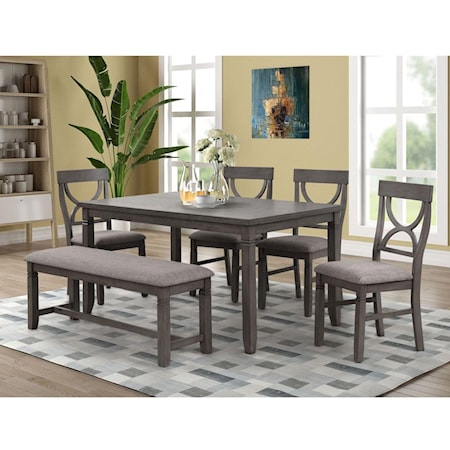 Dining Table, 4 Side Chairs and Bench