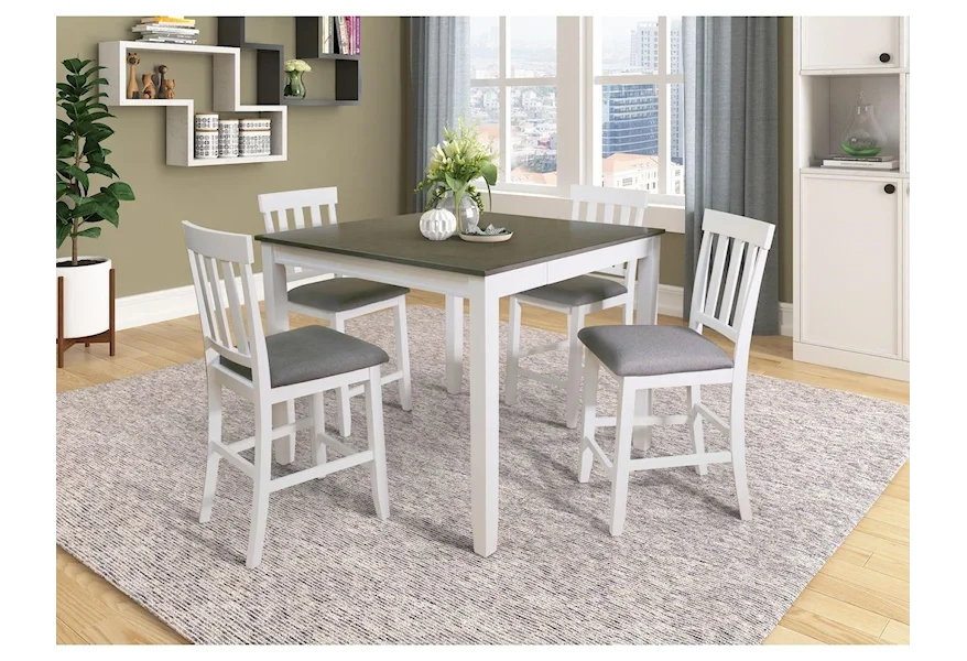 8652P WHITE/ GREY PUB TABLE X 4 STOOLS by Lifestyle at Furniture Fair - North Carolina