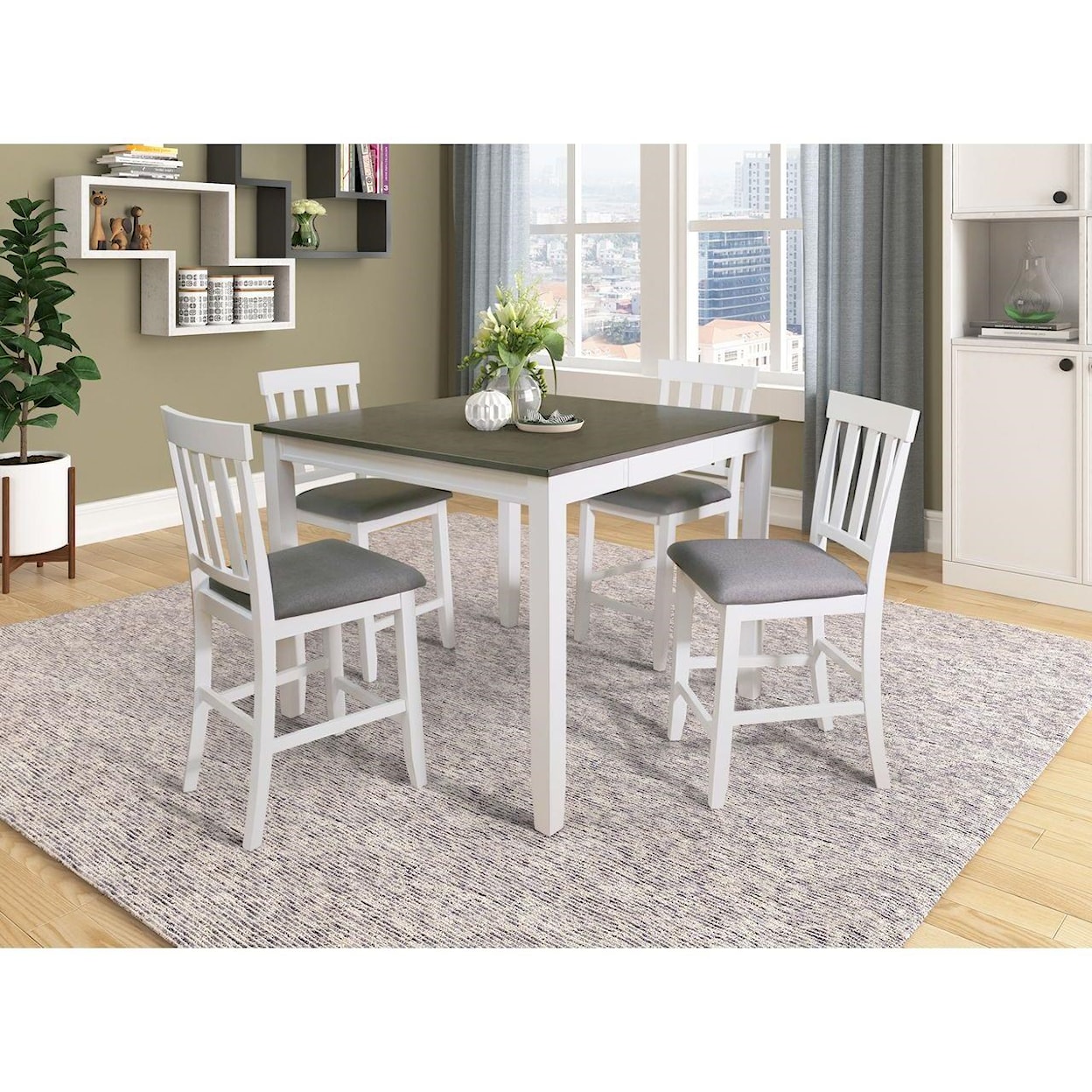 Lifestyle 8652P WHITE/ GREY PUB TABLE X 4 STOOLS