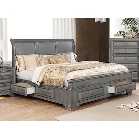 Grey Queen Storage Bed