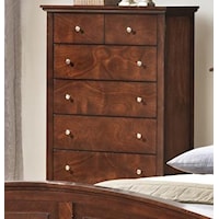 Transitional Five Drawer Chest with Tall Block Legs