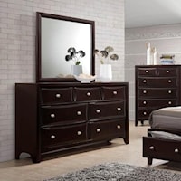 7 Drawer Dresser & Mirror with Wood Frame