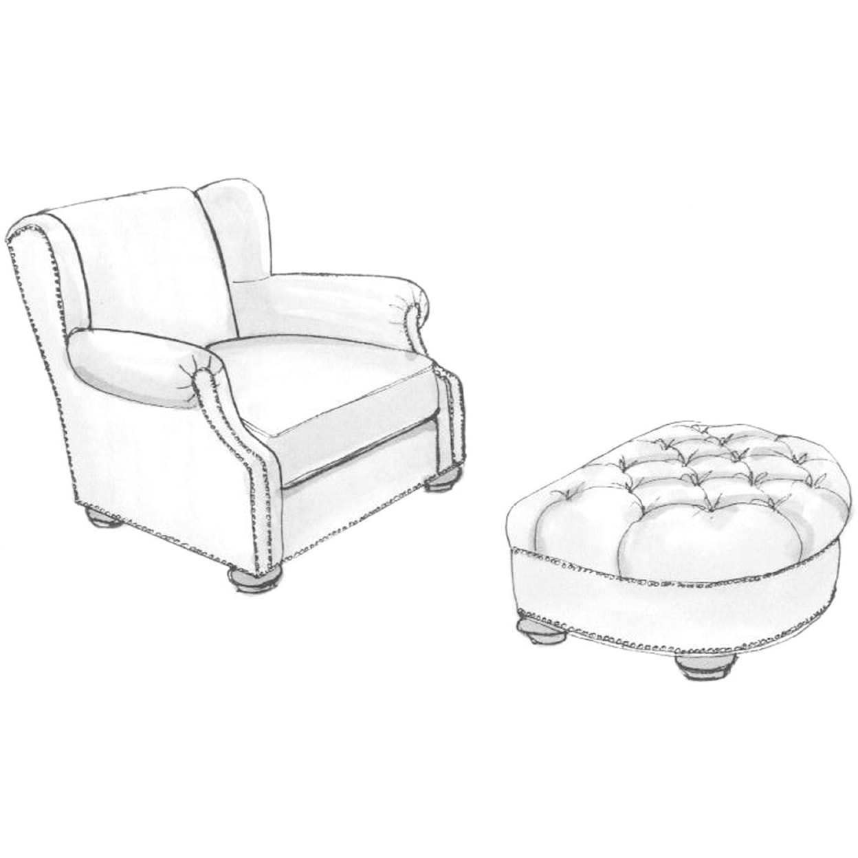 Lillian August Custom Upholstery Dover Chair & Ottoman