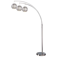 Three Light Arch Floor Lamp with Grey Shades and Metal Base