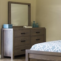 6 Drawer Dresser and Mirror with Wood Frame